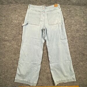 American Eagle Super High-Rise Baggy Wide Leg Carpenter Jeans Light Wash 18 Reg